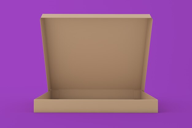 Pizza box front side isolated in purple background