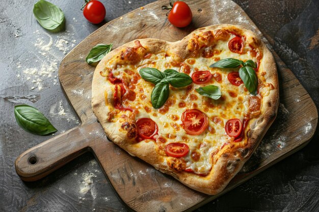 pizza in box in the shape of heart