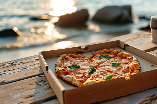 pizza in box in the shape of heart