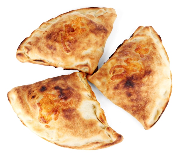 화이트 절연 나무 보드에 피자 calzones