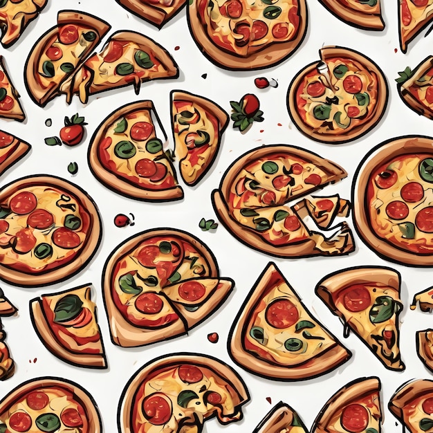 Pizza Cartoon Icon Background Very Cool