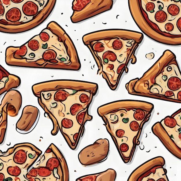 Foto sfondio dell'icona dei cartoni animati della pizza molto figo
