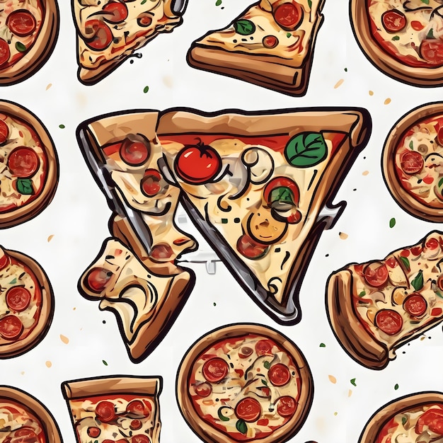 Pizza Cartoon Icon Background Very Cool