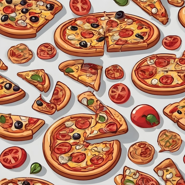 Pizza Cartoon Icon Background Very Cool