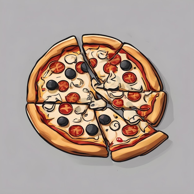 Pizza Cartoon Icon Background Very Cool