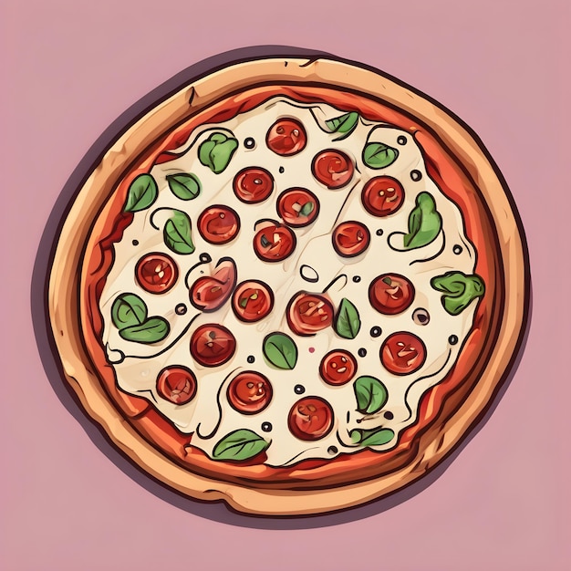 Foto sfondio dell'icona dei cartoni animati della pizza molto figo