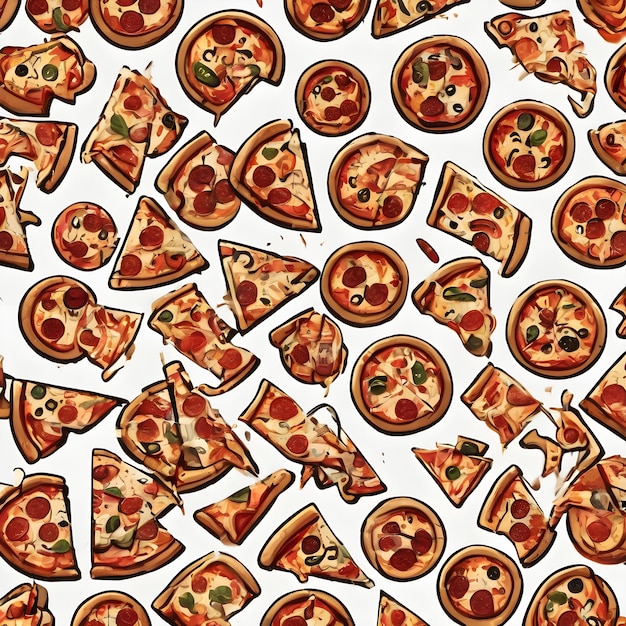 Foto sfondio dell'icona dei cartoni animati della pizza molto figo