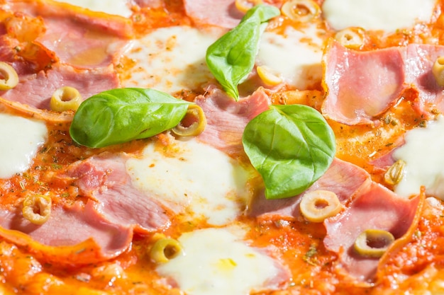 Foto ingredienti a macroistruzione del primo piano della pizza foto di alta qualità