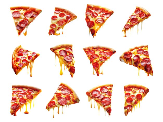 Pizza collection isolated on white background with AI generated