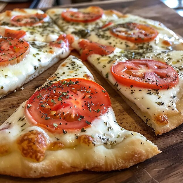 pizza cut with mozzarella and tomato787