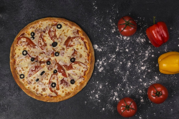 pizza on dark background