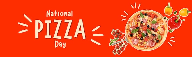 Pizza day pizza with dough on an orange background