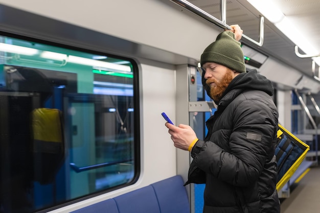 Pizza delivery man goes to the subway to deliver orders