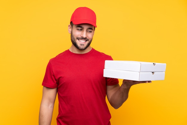 Pizza delivery man with red cap and Tshirt