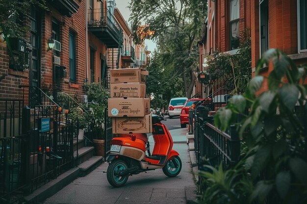 Pizza Delivery Scooter at Sunset