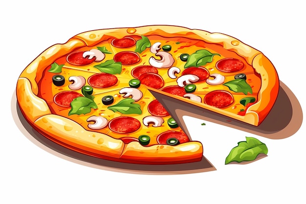 Photo pizza drawing italian cuisine drawing for pizzeria illustration for cafe illustration for restau