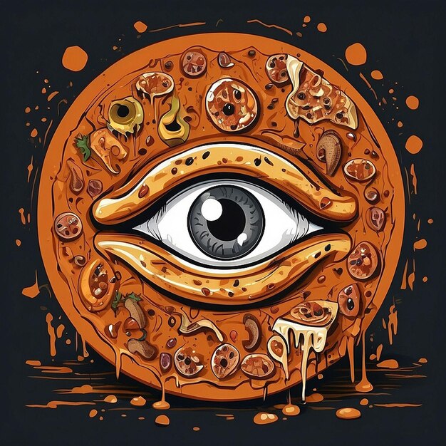 Foto pizza en ogen vector tshirt design gemaakt met ai