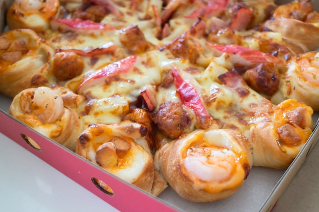 Pizza fast food in the office, stock photo