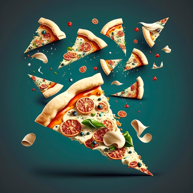 Pizza in Flight: Let Your Tastebuds Soar with this Scrumptious Treat created with Generative AI technology