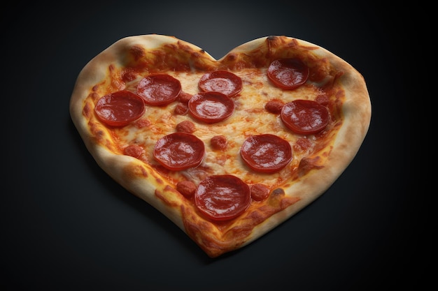 Pizza heart isolated on background generative AI