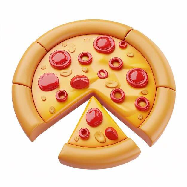 Foto pizza-icon 3d rendering met een witte achtergrond