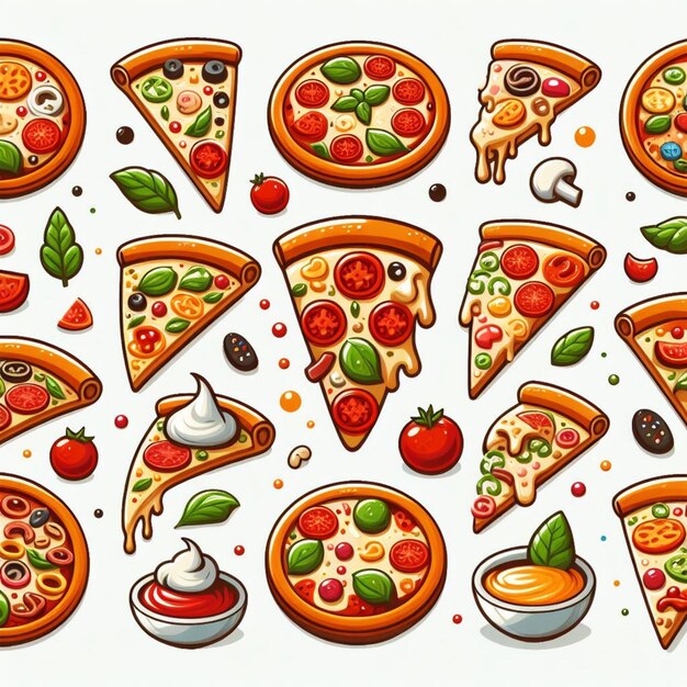 pizza illsutration vector logo