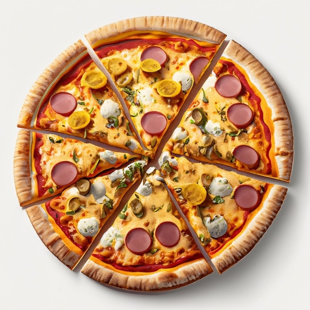 Foto illustrazione della pizza su bianco