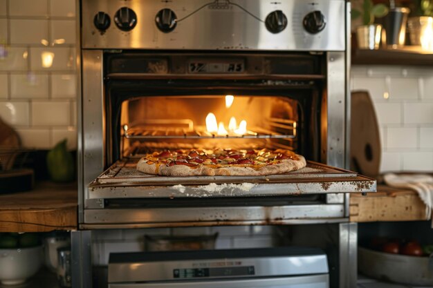 Foto pizza in de oven koken