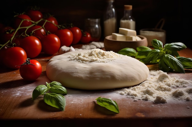 Pizza Ingredients Dough Tomatoes Cheese Basil