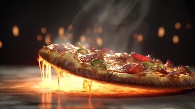 A pizza is being cooked in a hot oven.