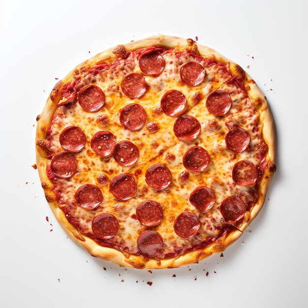 白い背景に隔離されたピザピザをスライスに切ったピザ