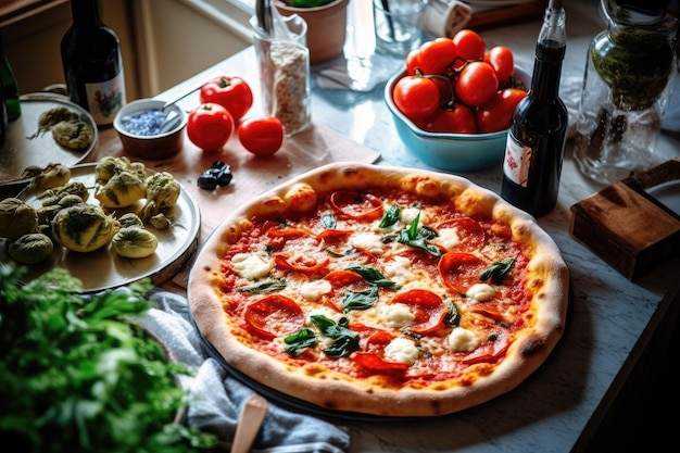 pizza in kitchen table professional advertising food photography