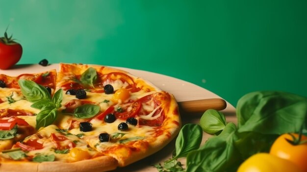 Pizza levendige achtergrond Illustratie Generatieve AIxD