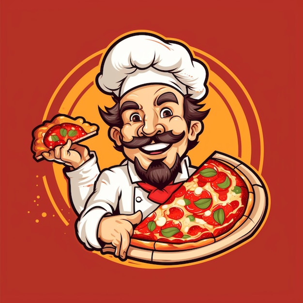 Foto cartone animato logo pizza