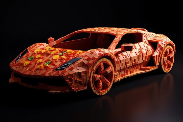 Foto pizza fatta illustrazione ai generativa dell'automobile sportiva convertibile futuristica di lusso