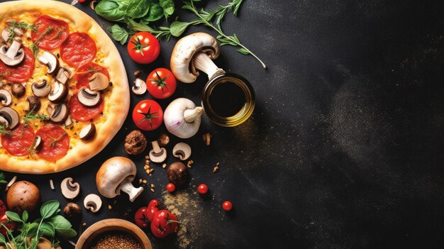 Foto pizza maken achtergrond illustratie ai generativexa