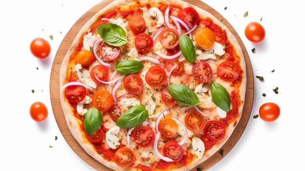 Photo pizza margarita with tomatoes