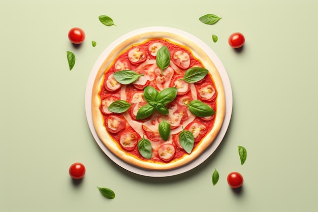 Pizza Margherita Esthetisch mooie minimalistische stijl Generatieve AI