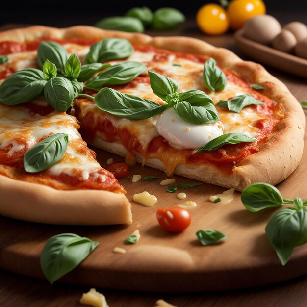 A pizza Margherita Italy food on the table Photo Ai Generated