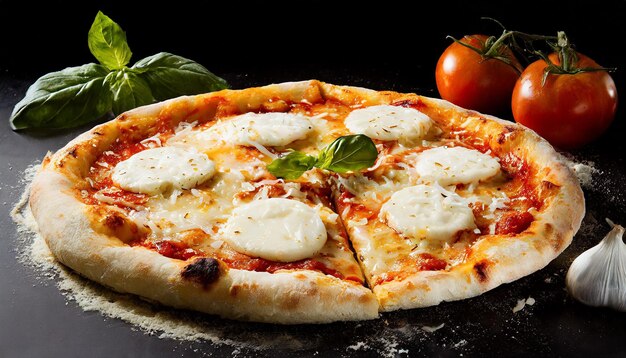 Pizza Margherita with mozzarella cheese tomato and basil