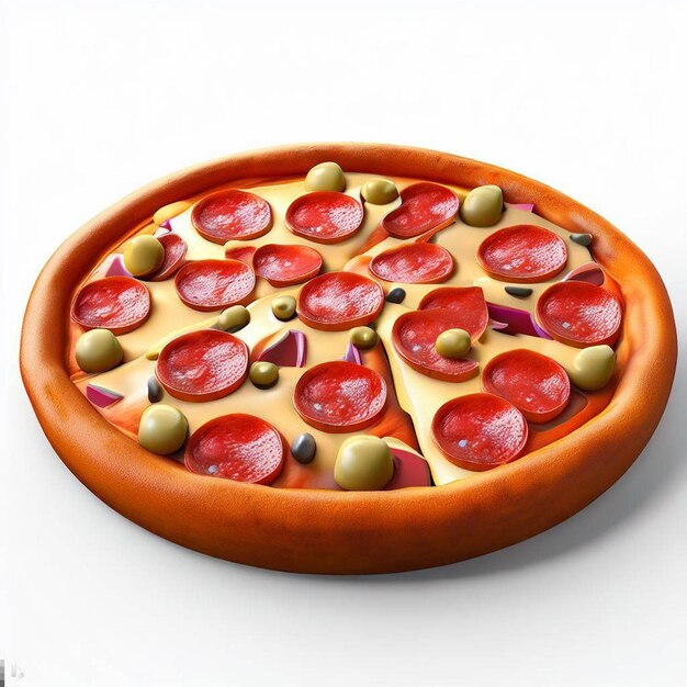 pizza mascotte 3d illustratie generatieve AI