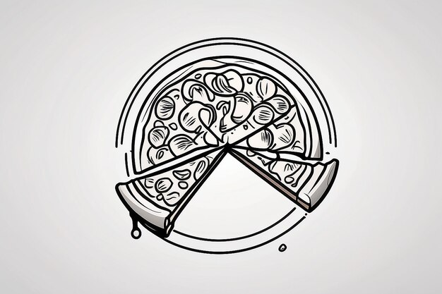 Pizza met één snee gescheiden lineaire icoon Dunne lijn illustratie Contour symbool Vector geïsoleerde omtrek tekening Bewerkbare streep