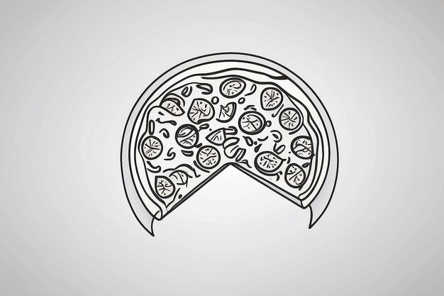 Foto pizza met één snee gescheiden lineaire icoon dunne lijn illustratie contour symbool vector geïsoleerde omtrek tekening bewerkbare streep