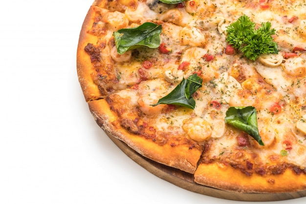 Pizza met pittige garnalen (tom yum)