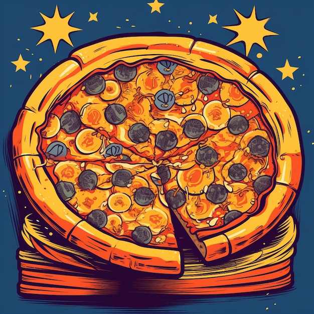 피자 현대 일러스트 디자인 배너