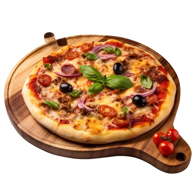 pizza op een houten bord