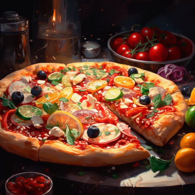 pizza painting an impressionist exploration of color and form