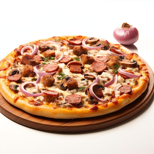 pizza product photography white background