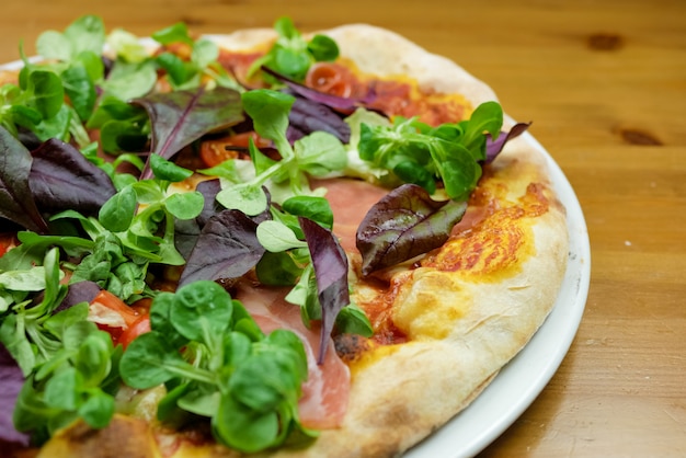 Pizza on a restaurant table