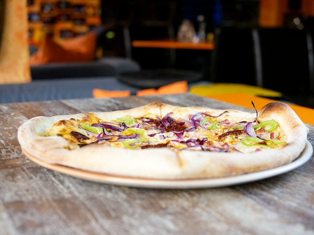 Pizza on a restaurant table